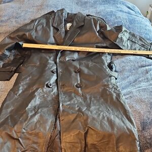 Men's Leather Double-Breasted Trench Coat